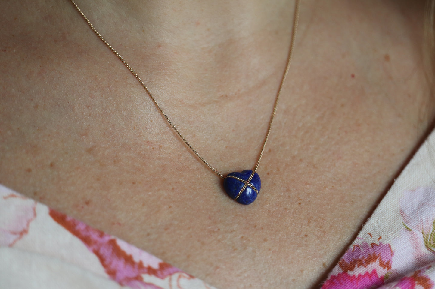 Tiffany and Co Heart Pendant 14k Tiffany Elsa Peretti Lapis Lazuli Necklace