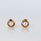 Mikimoto Moon Earrings. 18k Yellow Gold Mikimoto Pearl Dainty Stud Earrings.