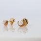 Mikimoto Moon Earrings. 18k Yellow Gold Mikimoto Pearl Dainty Stud Earrings.