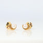 Mikimoto Moon Earrings. 18k Yellow Gold Mikimoto Pearl Dainty Stud Earrings.