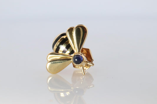 Genuine Cartier Bee Brooch. 18k Yellow Gold Sapphire BumbleBee Pin.
