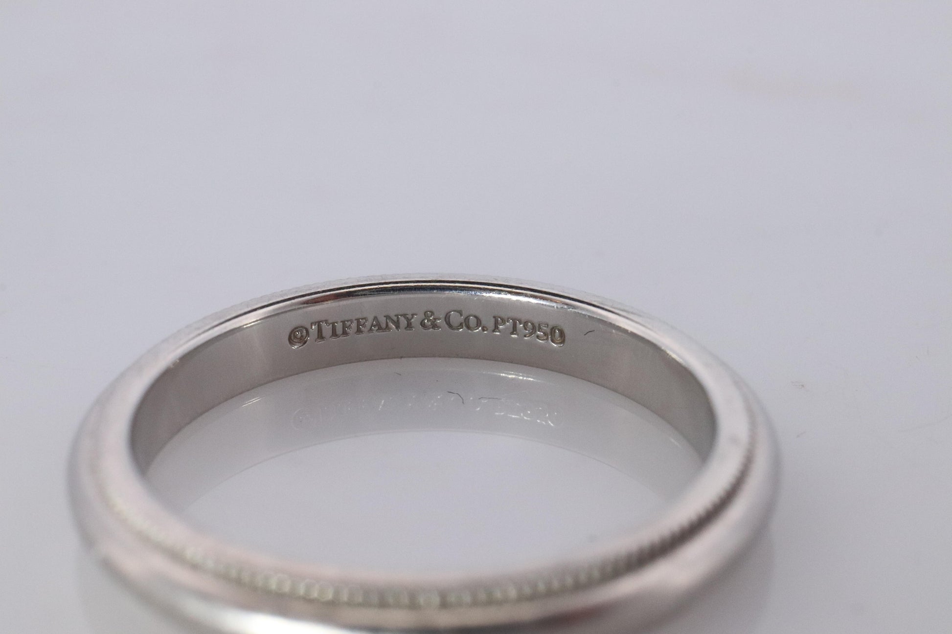 Vintage Tiffany and Co Ring. Authentic Platinum Band. T&CO Milgrain 3mm