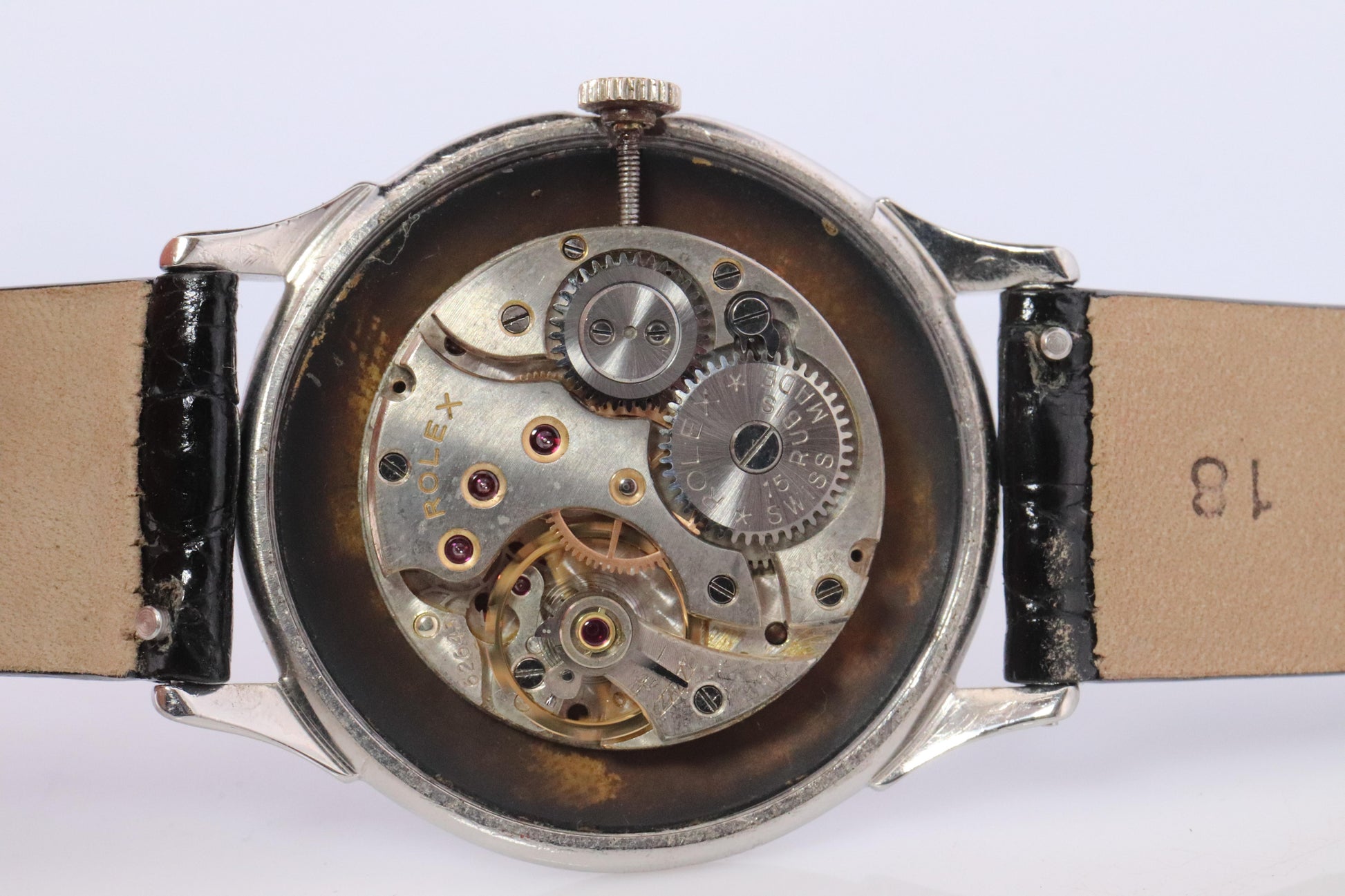 ROLEX Watch. Rolex ref. 4498 Precision 1940s Black Dial Mens Rolex watch.