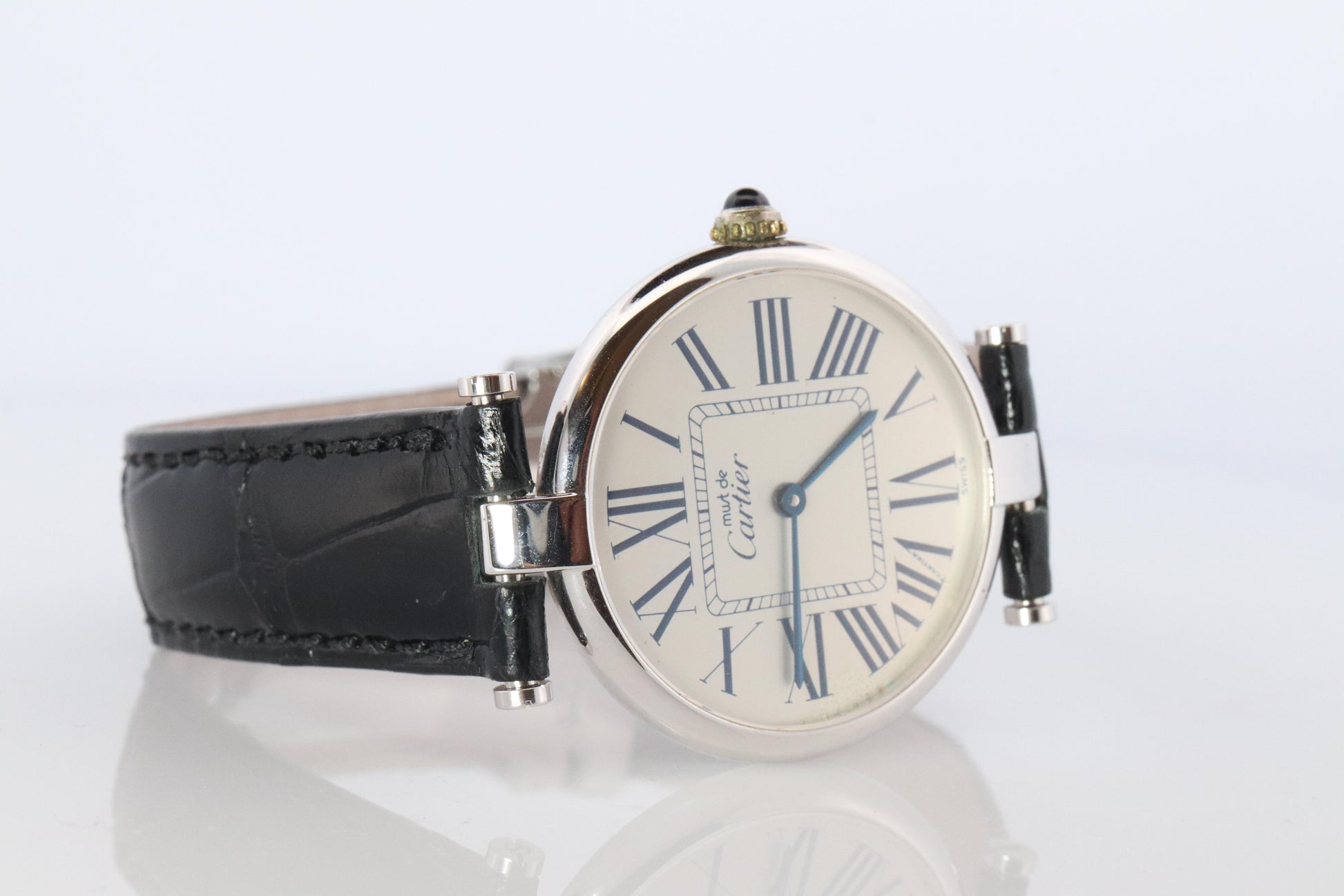 Cartier 1860 Watch. Must de Cartier White Dial Vendome Round Argent Sterling 30m
