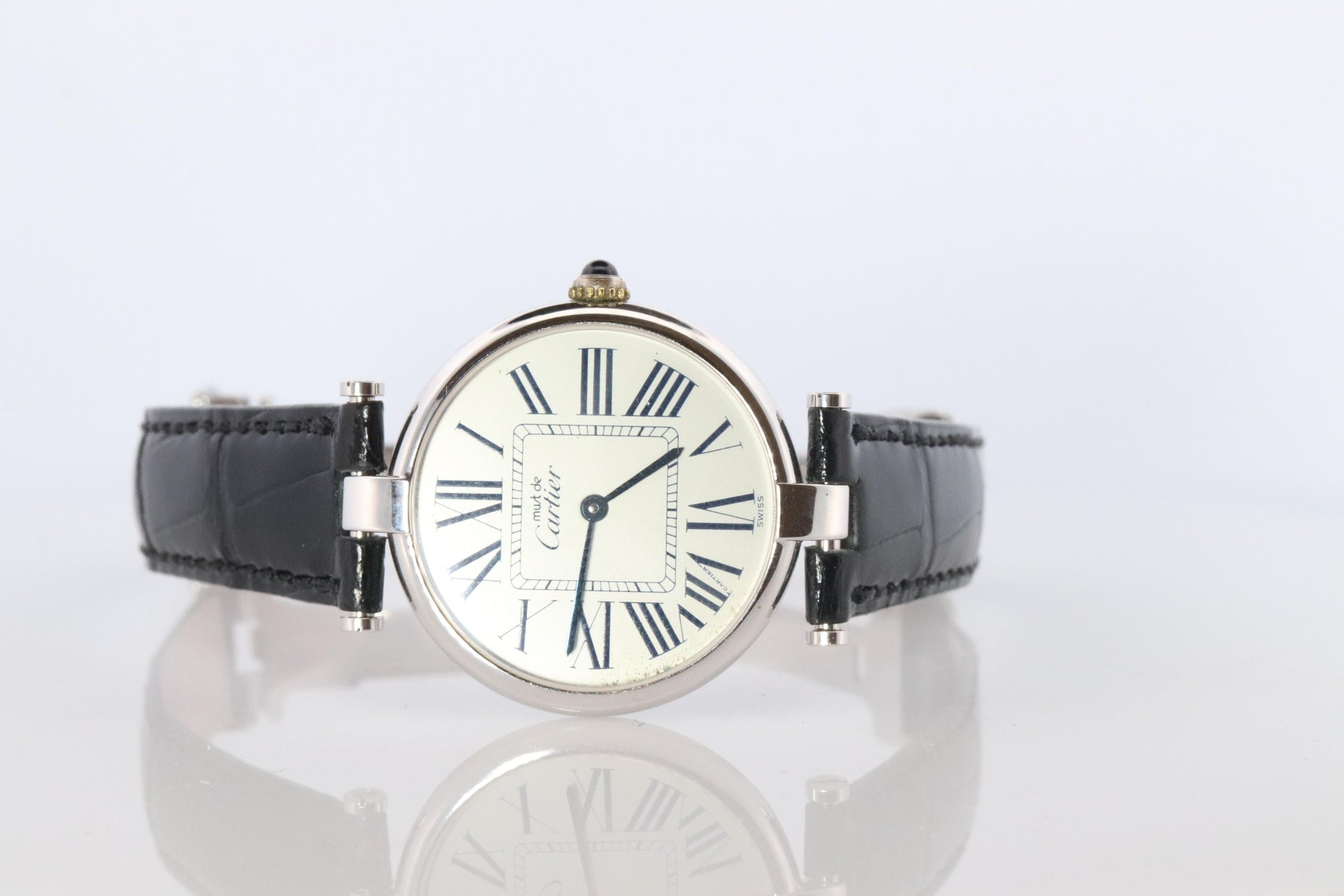Cartier 1860 Watch. Must de Cartier White Dial Vendome Round Argent Sterling 30m