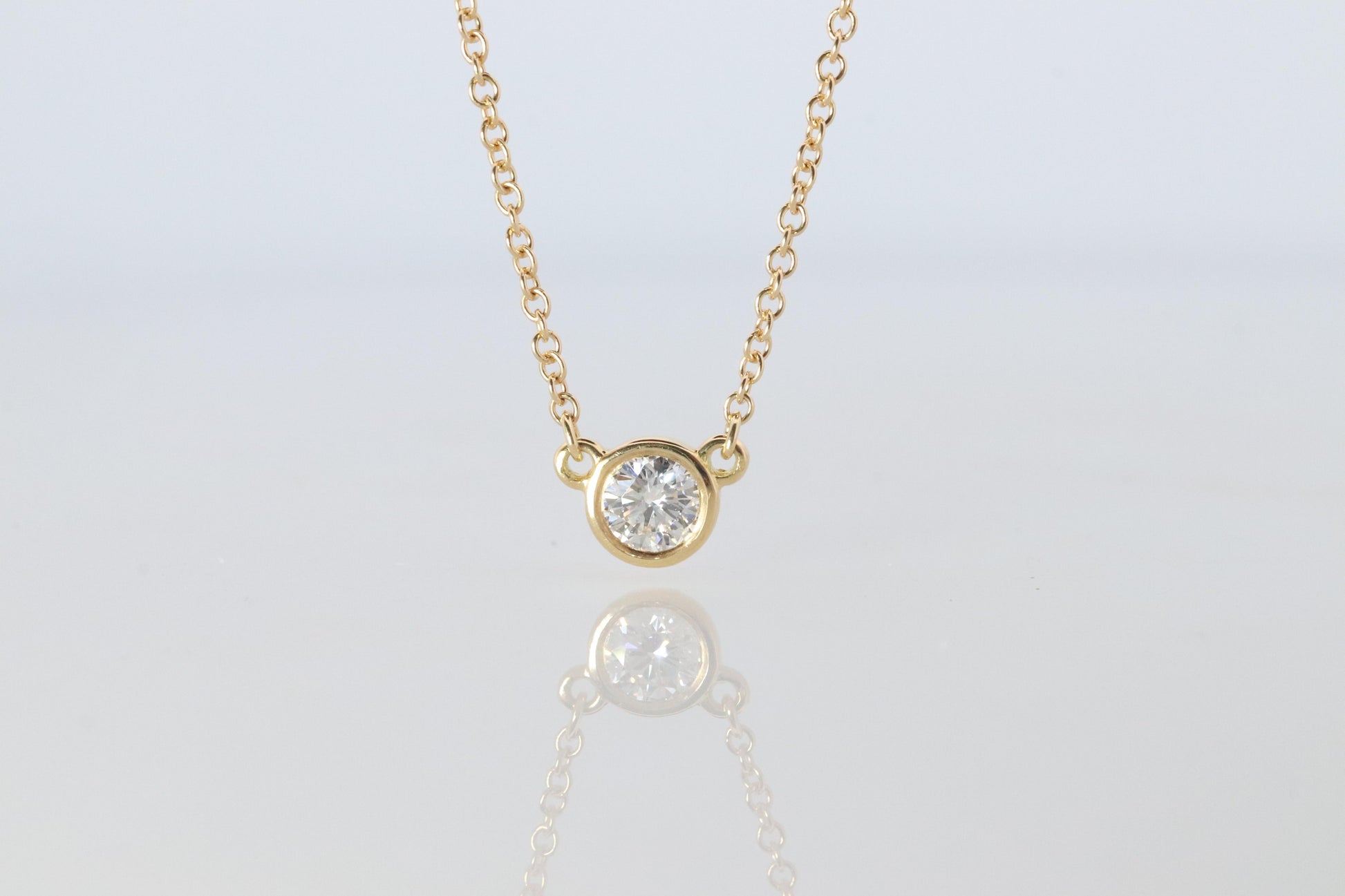 Vintage Tiffany Co Necklace Elsa Peretti Diamond by the Yard 0.36ct Solitaire 1P
