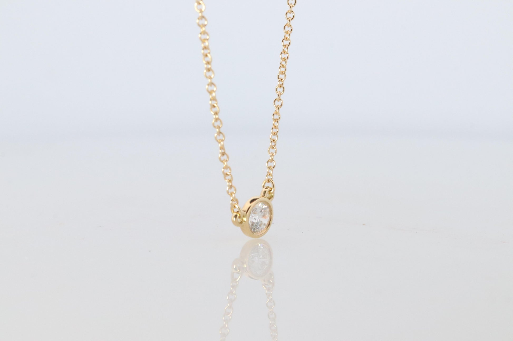Vintage Tiffany Co Necklace Elsa Peretti Diamond by the Yard 0.36ct Solitaire 1P