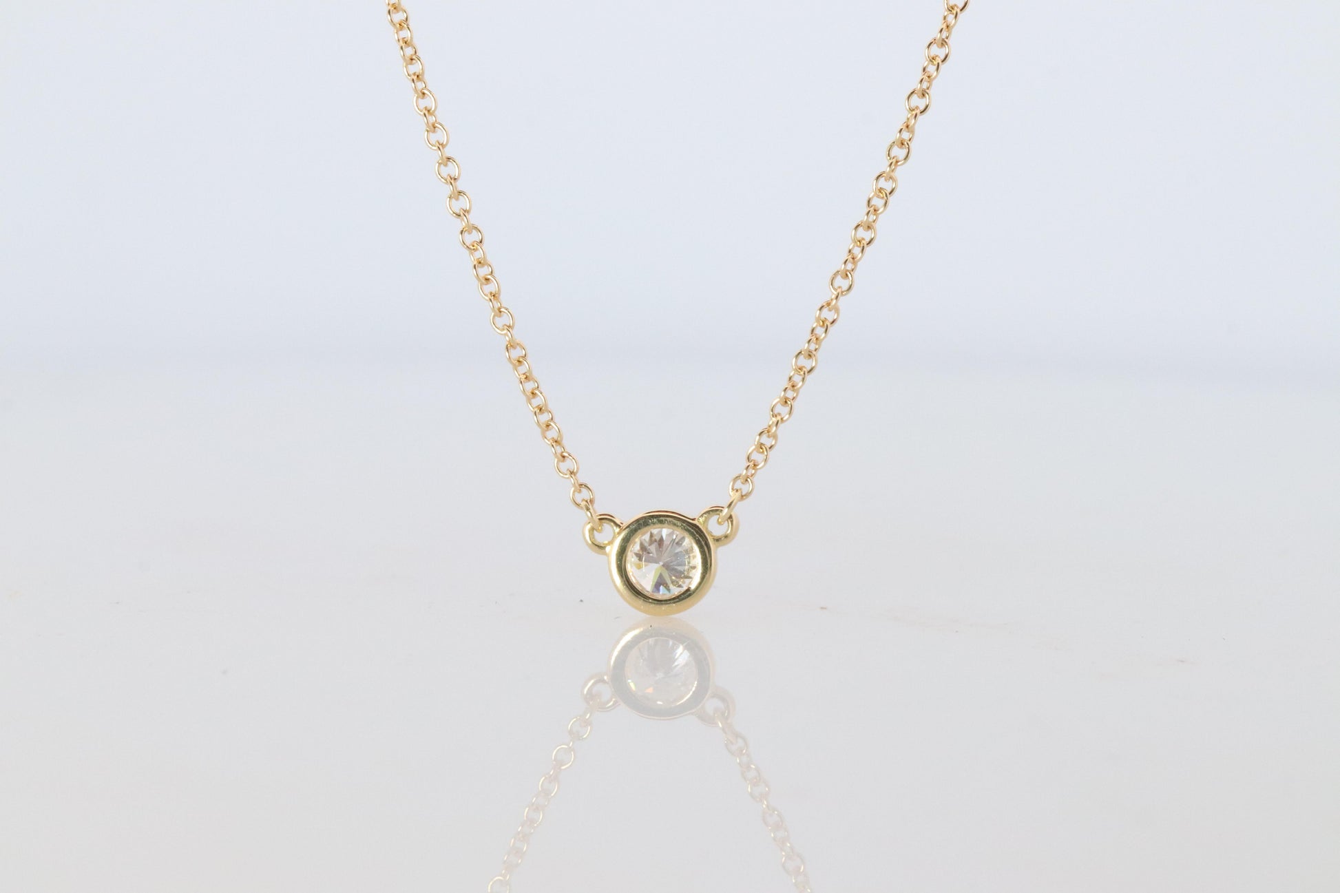 Vintage Tiffany Co Necklace Elsa Peretti Diamond by the Yard 0.36ct Solitaire 1P
