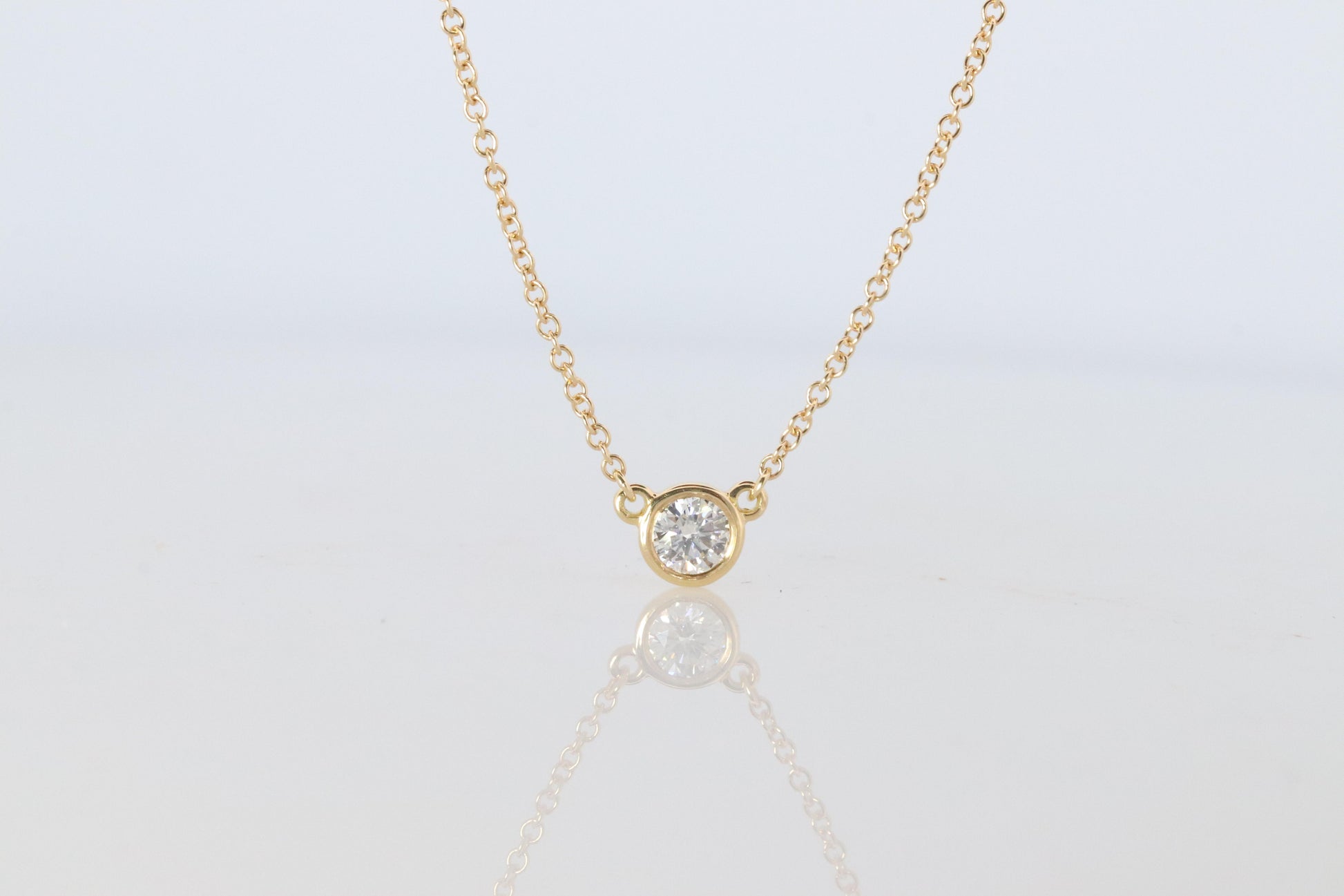 Vintage Tiffany Co Necklace Elsa Peretti Diamond by the Yard 0.36ct Solitaire 1P