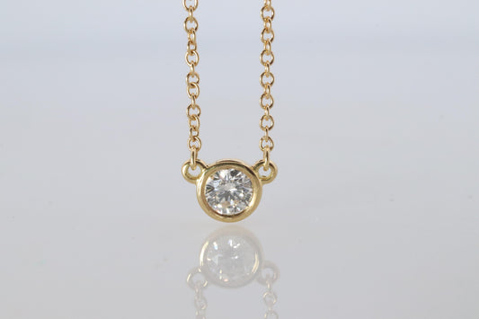 Vintage Tiffany Co Necklace Elsa Peretti Diamond by the Yard 0.36ct Solitaire 1P