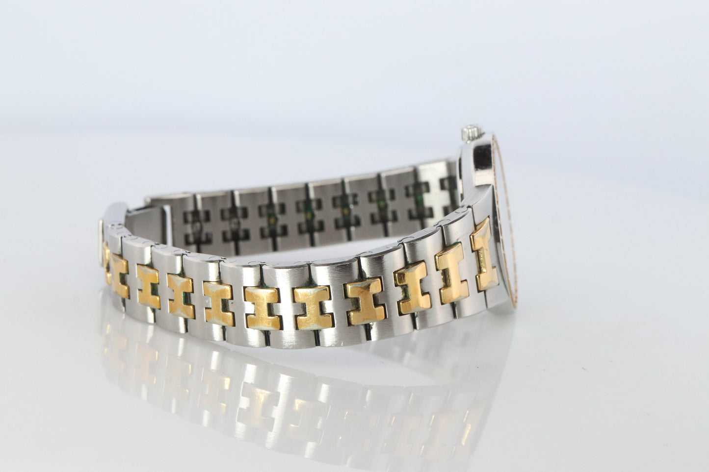 Genuine HERMES Stainless Steel 24mm Round Sellier Quartz Watch White Dial.