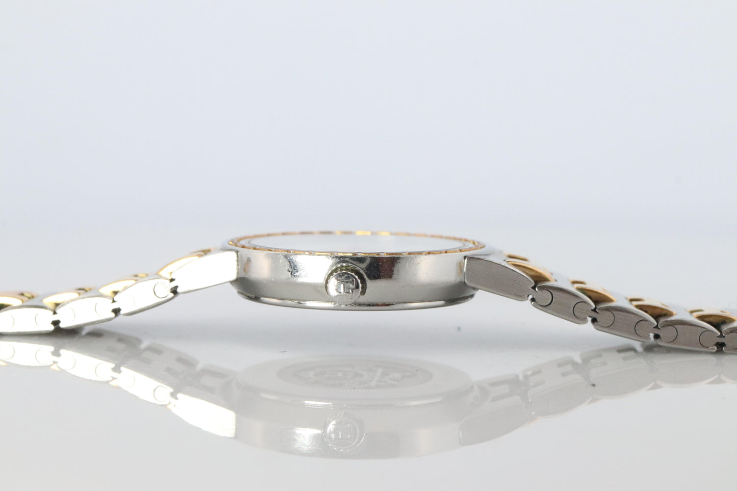 Genuine HERMES Stainless Steel 24mm Round Sellier Quartz Watch White Dial.