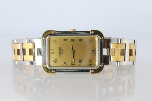 Genuine HERMES Stainless Steel 24mm Rectangle Croisiere Quartz Watch White.