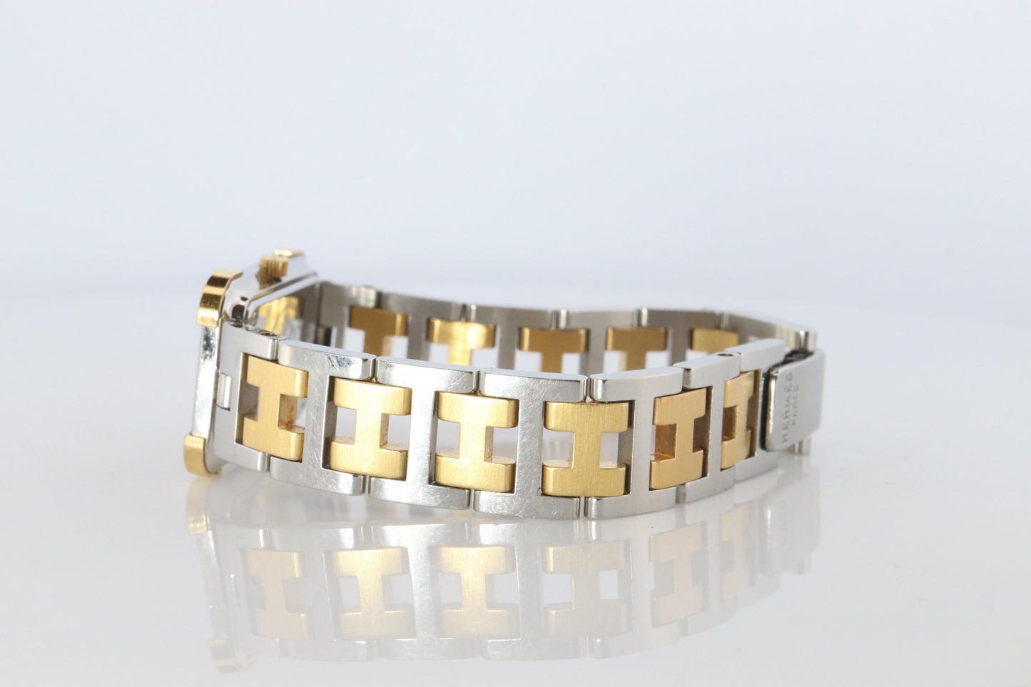 Genuine HERMES Stainless Steel 24mm Rectangle Croisiere Quartz Watch White.