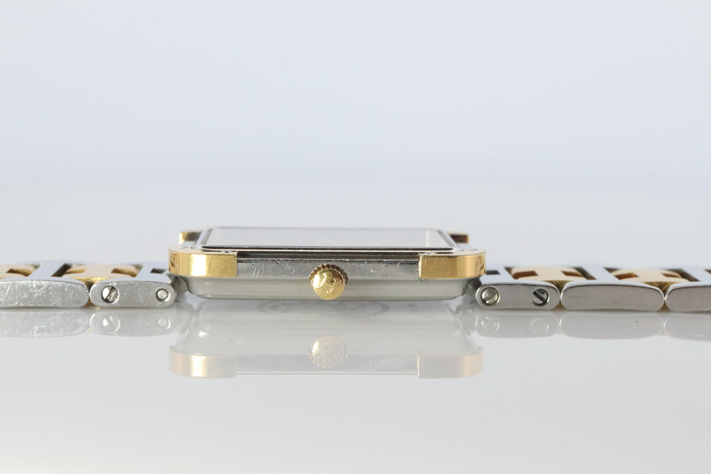 Genuine HERMES Stainless Steel 24mm Rectangle Croisiere Quartz Watch White.