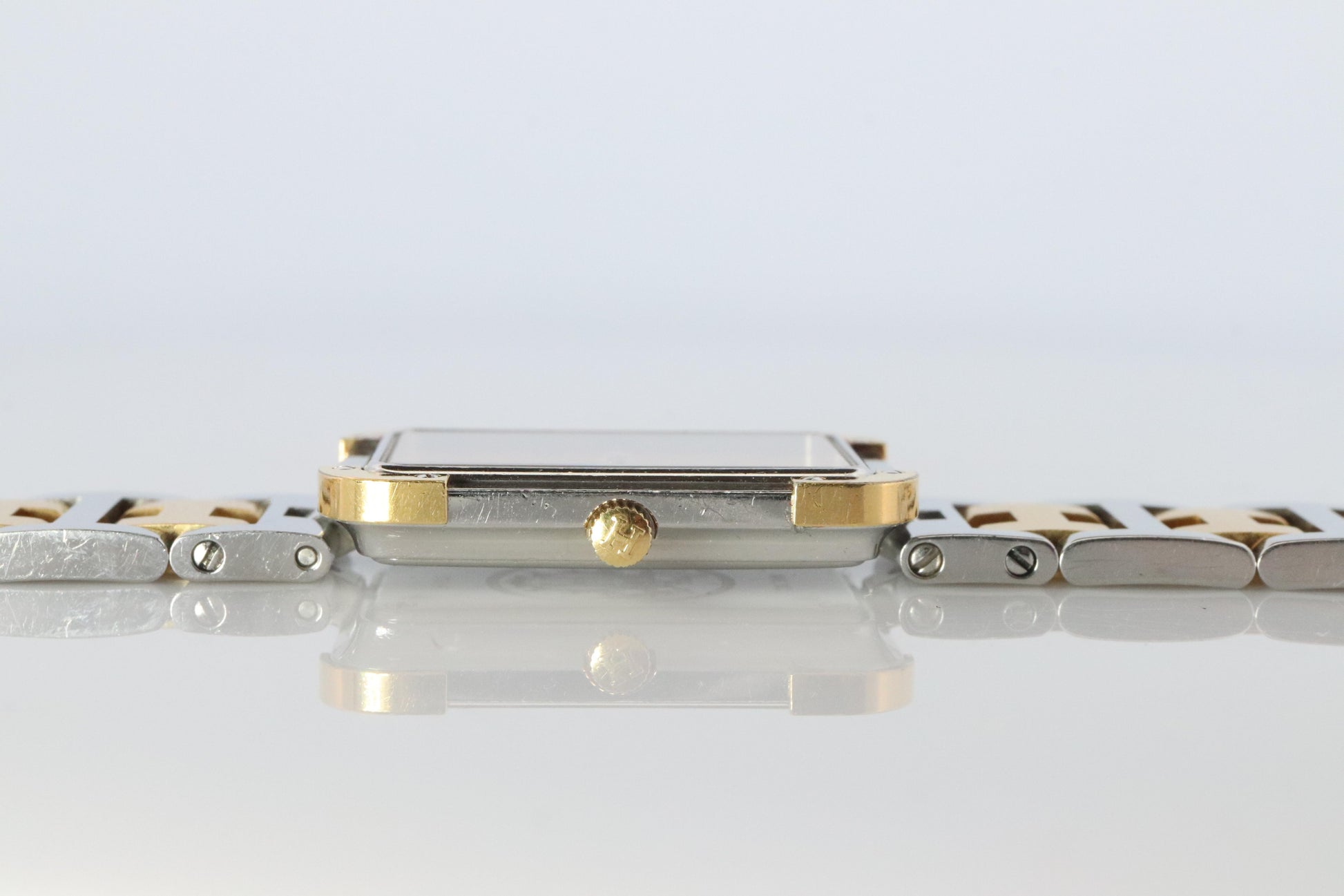 Genuine HERMES Stainless Steel 24mm Rectangle Croisiere Quartz Watch White.