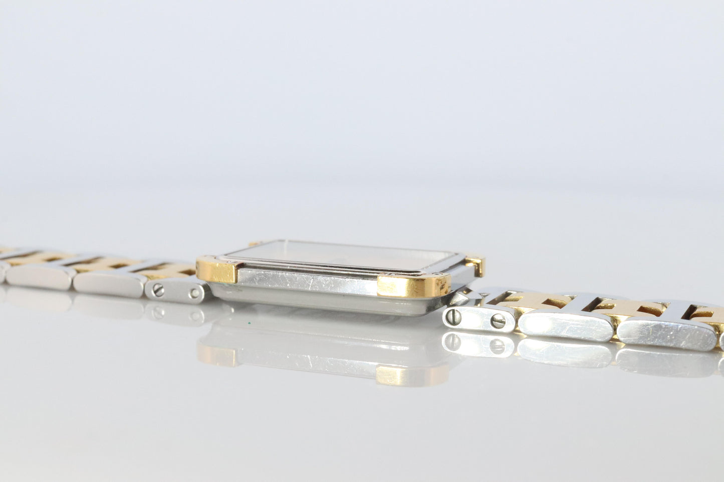 Genuine HERMES Stainless Steel 24mm Rectangle Croisiere Quartz Watch White.