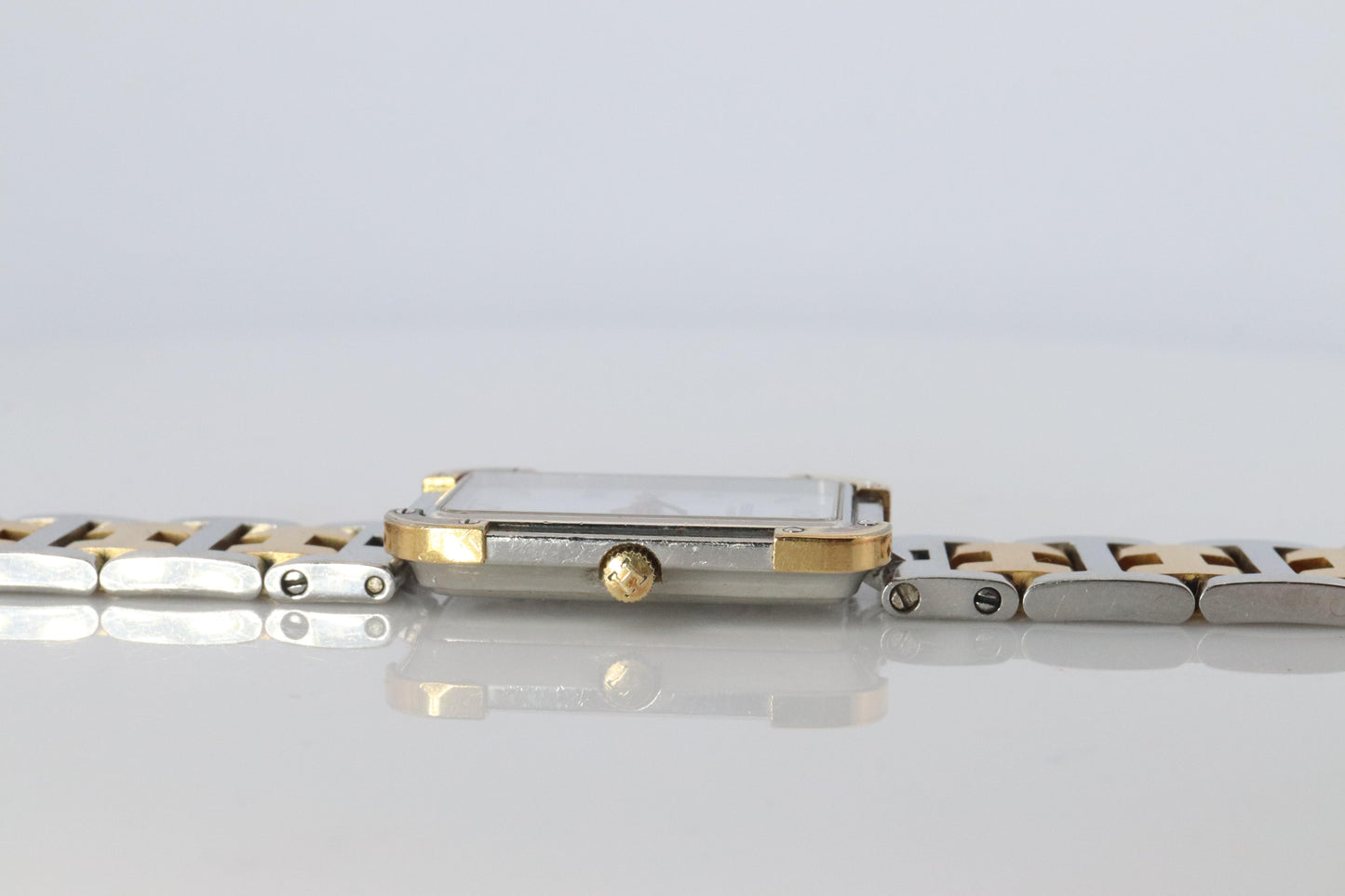 Genuine HERMES Stainless Steel 24mm Rectangle Croisiere Quartz Watch White.