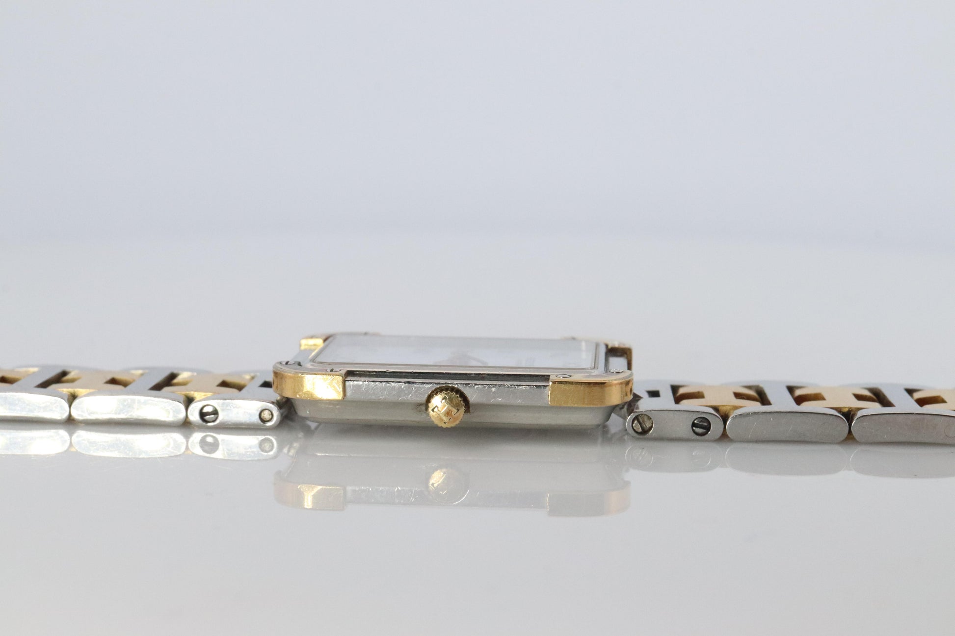 Genuine HERMES Stainless Steel 24mm Rectangle Croisiere Quartz Watch White.