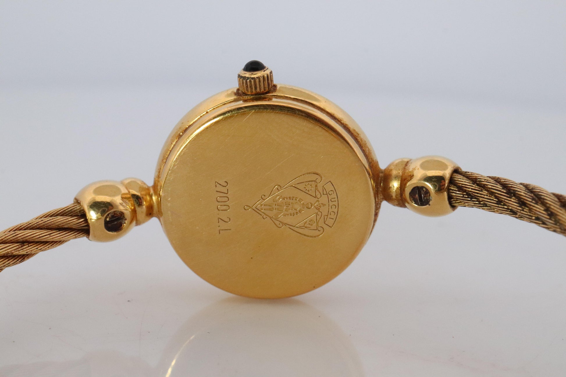 Vintage GUCCI Quartz 2700.2.L  Watch. Gucci Ladies Bangle Gold Tone MOP Dial.