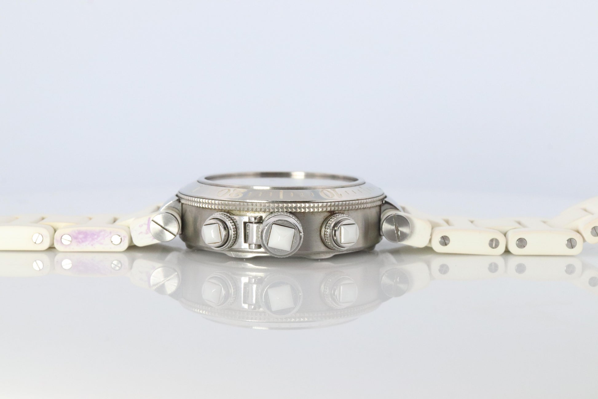 Vintage Cartier PASHA 38mm 3129 Chronograph. Rare White Dial W3140004.