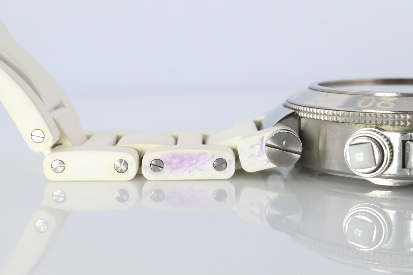 Vintage Cartier PASHA 38mm 3129 Chronograph. Rare White Dial W3140004.