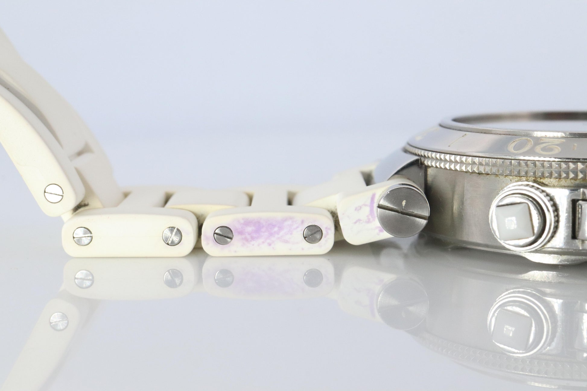 Vintage Cartier PASHA 38mm 3129 Chronograph. Rare White Dial W3140004.