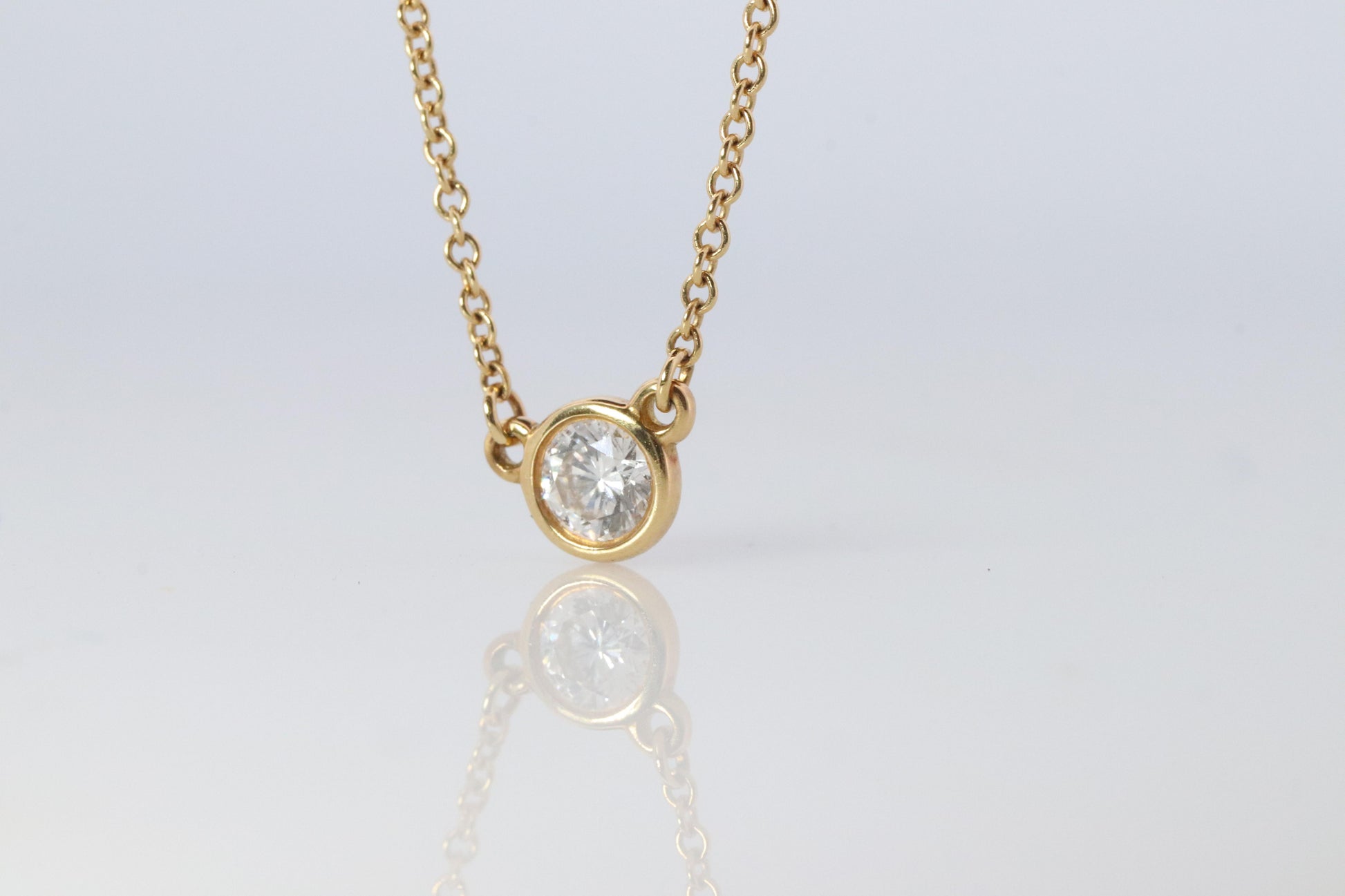 Vintage Tiffany Co Necklace Elsa Peretti Diamond by the Yard 0.36ct Solitaire 1P