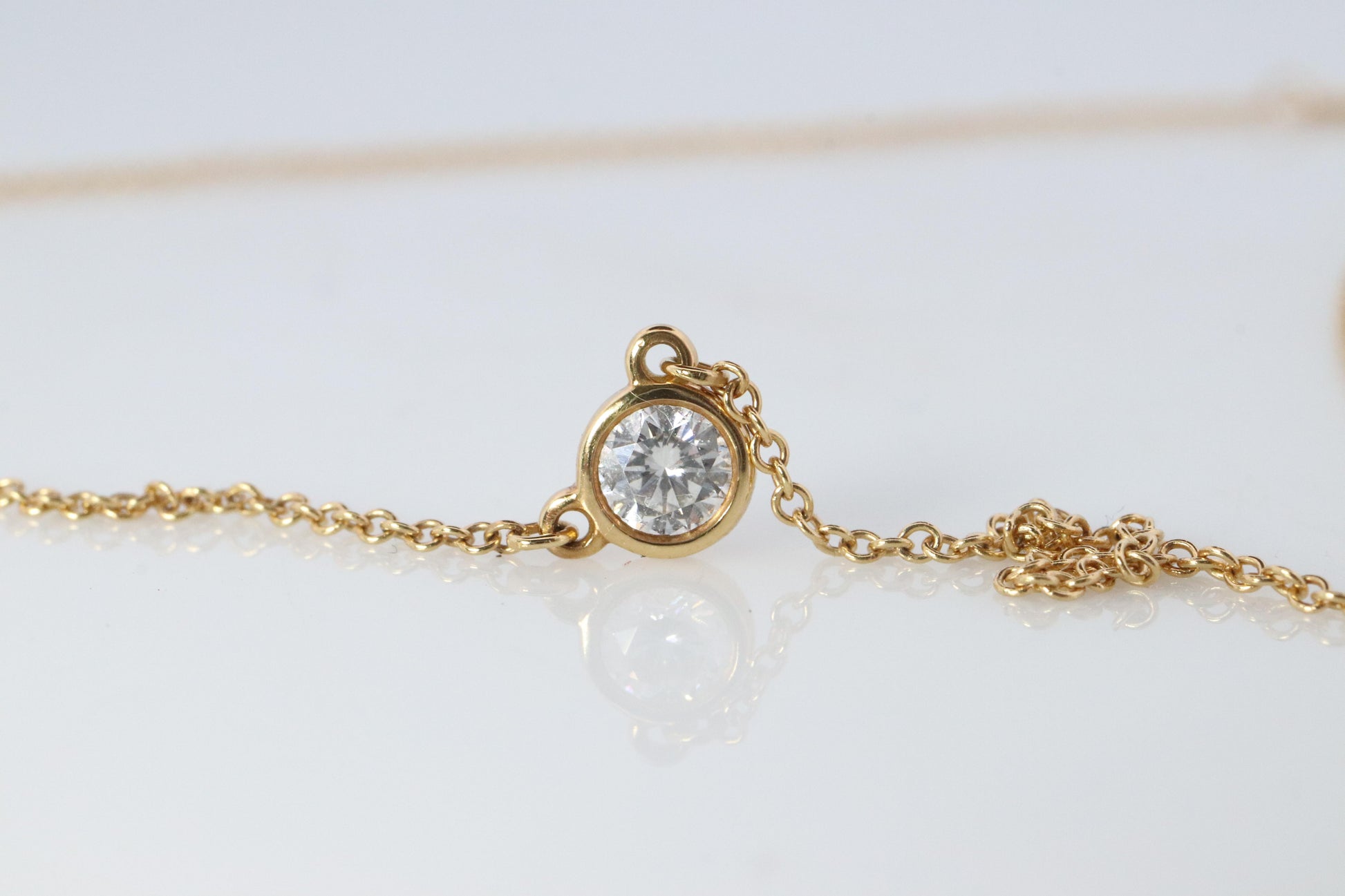 Vintage Tiffany Co Necklace Elsa Peretti Diamond by the Yard 0.36ct Solitaire 1P