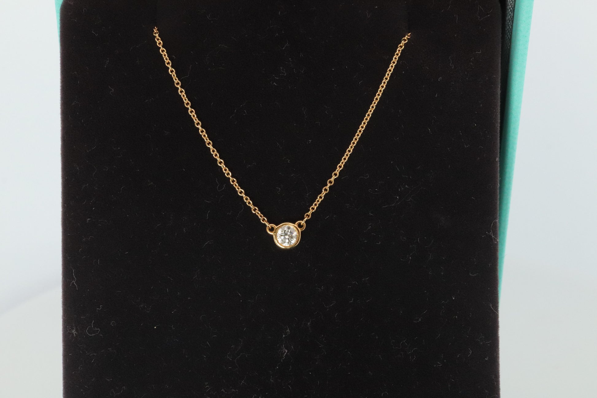 Vintage Tiffany Co Necklace Elsa Peretti Diamond by the Yard 0.36ct Solitaire 1P