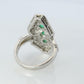 Emerald shield ring. Platinum Shield Ring Emerald Cabochon and Diamond wide band