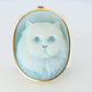 18k Cat Face Brooch and Pendant. 18k YG Carved Cute Cat Carved Cameo