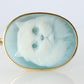 18k Cat Face Brooch and Pendant. 18k YG Carved Cute Cat Carved Cameo