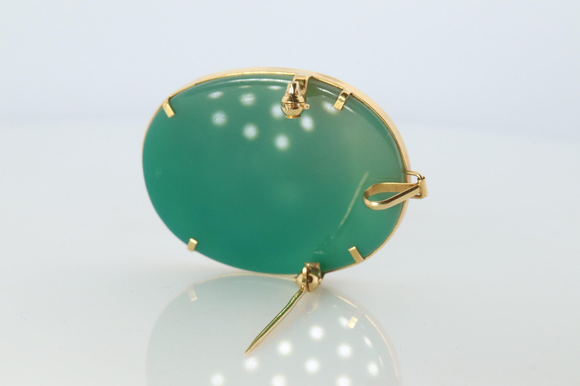 18k Cat Face Brooch and Pendant. 18k YG Carved Cute Cat Carved Cameo