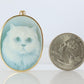 18k Cat Face Brooch and Pendant. 18k YG Carved Cute Cat Carved Cameo