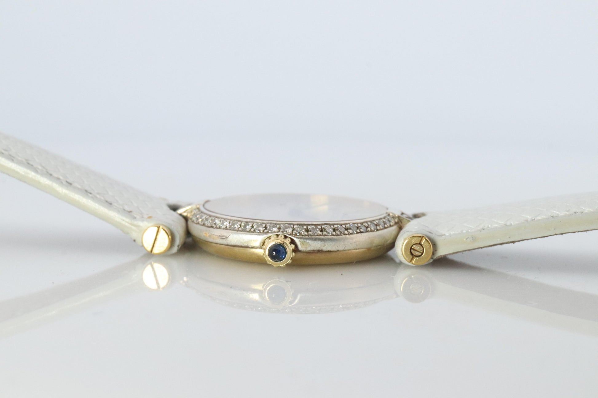 Genuine Cartier Diamond Watch. Must de Cartier Vendome Round Argent Roman Dial