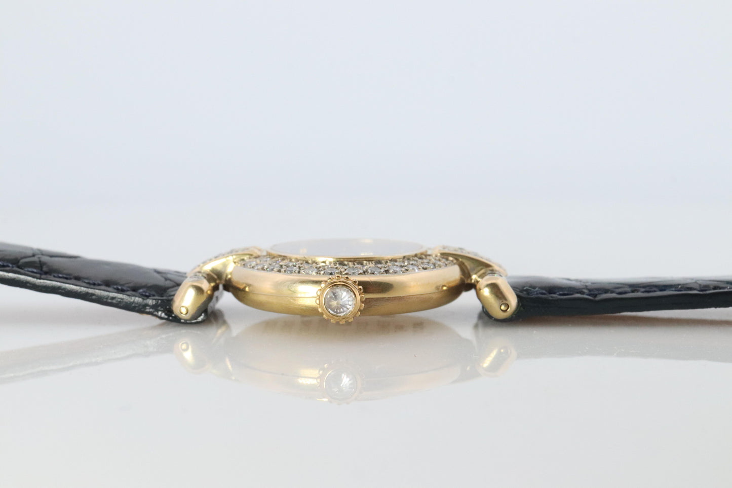 Genuine Cartier Diamond Watch Must de Cartier Colisee Round Argent 590002