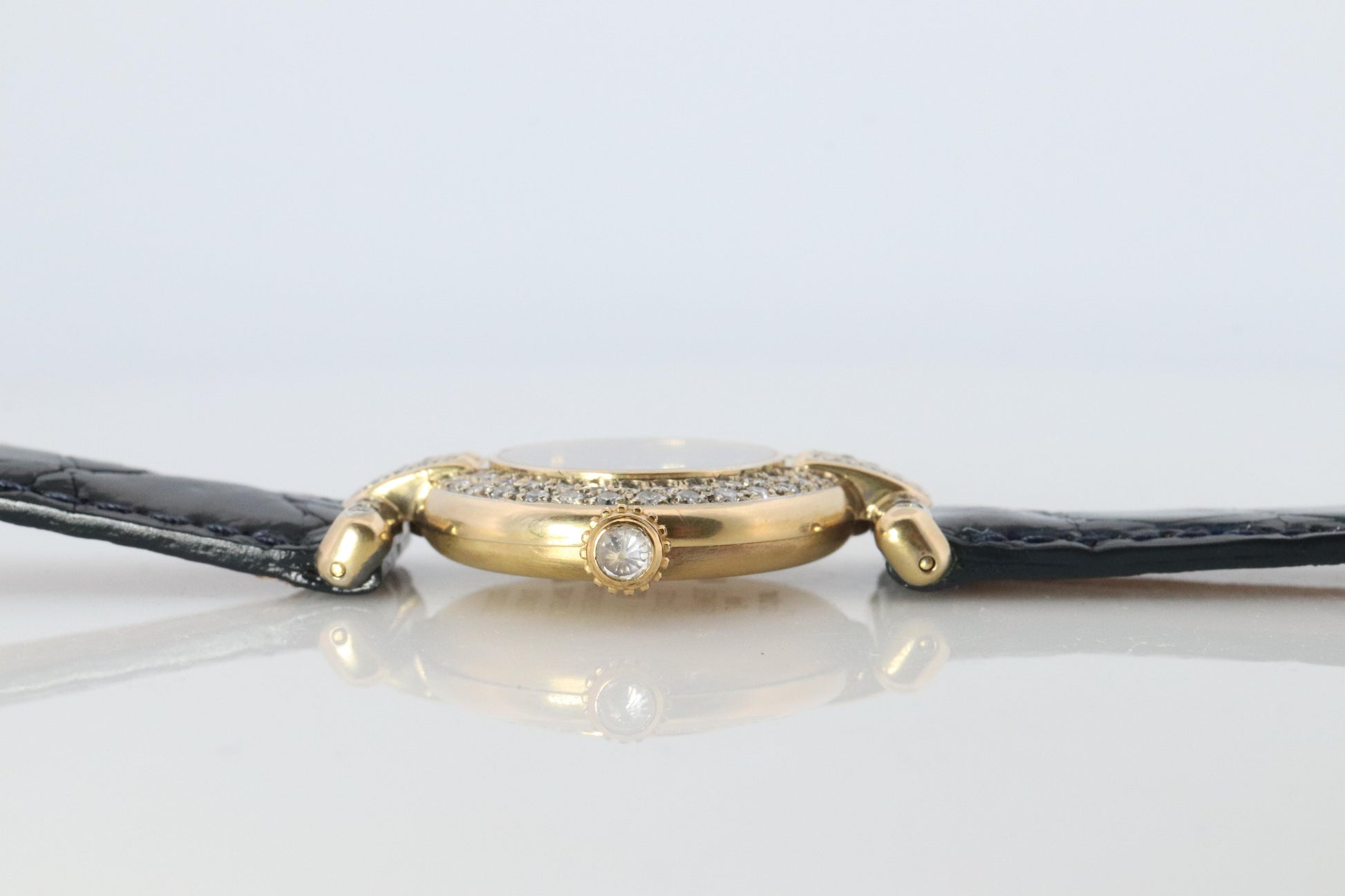 Genuine Cartier Diamond Watch Must de Cartier Colisee Round Argent 590002