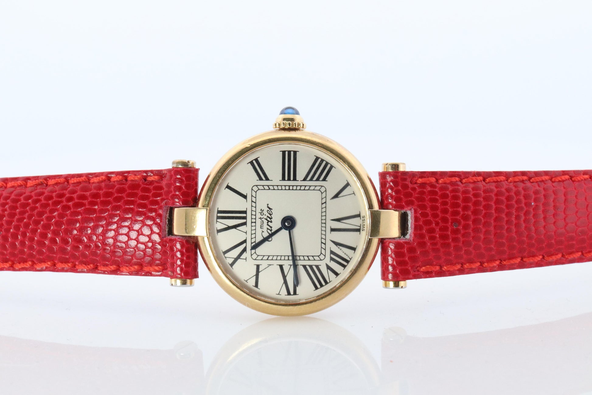 Genuine Cartier Watch. Must de Cartier Vendome Round Argent Vermeil White Face