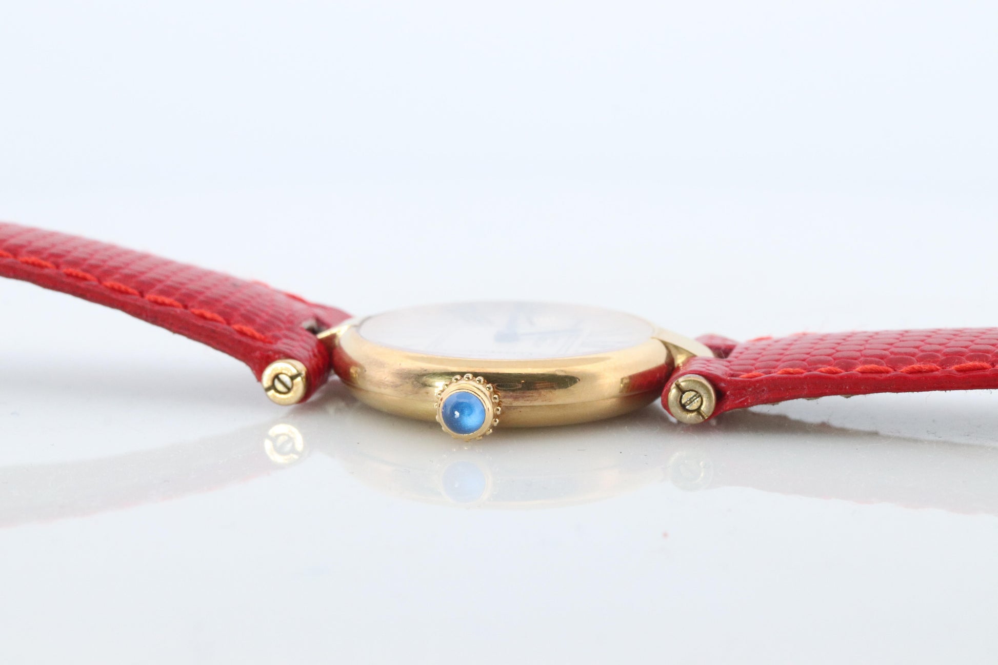 Genuine Cartier Watch. Must de Cartier Vendome Round Argent Vermeil White Face