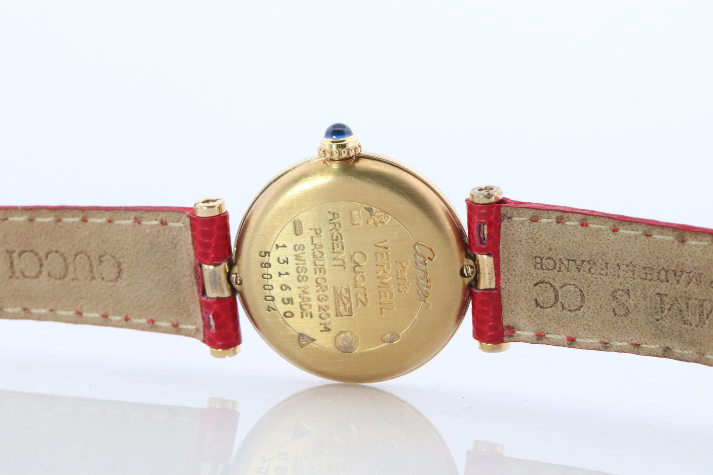 Genuine Cartier Watch. Must de Cartier Vendome Round Argent Vermeil White Face