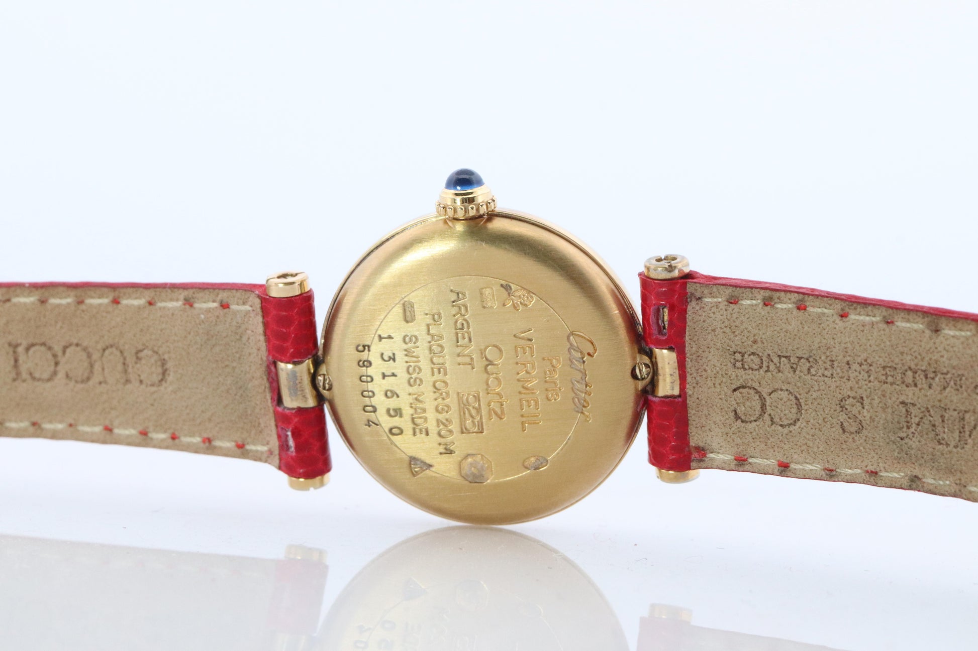 Genuine Cartier Watch. Must de Cartier Vendome Round Argent Vermeil White Face