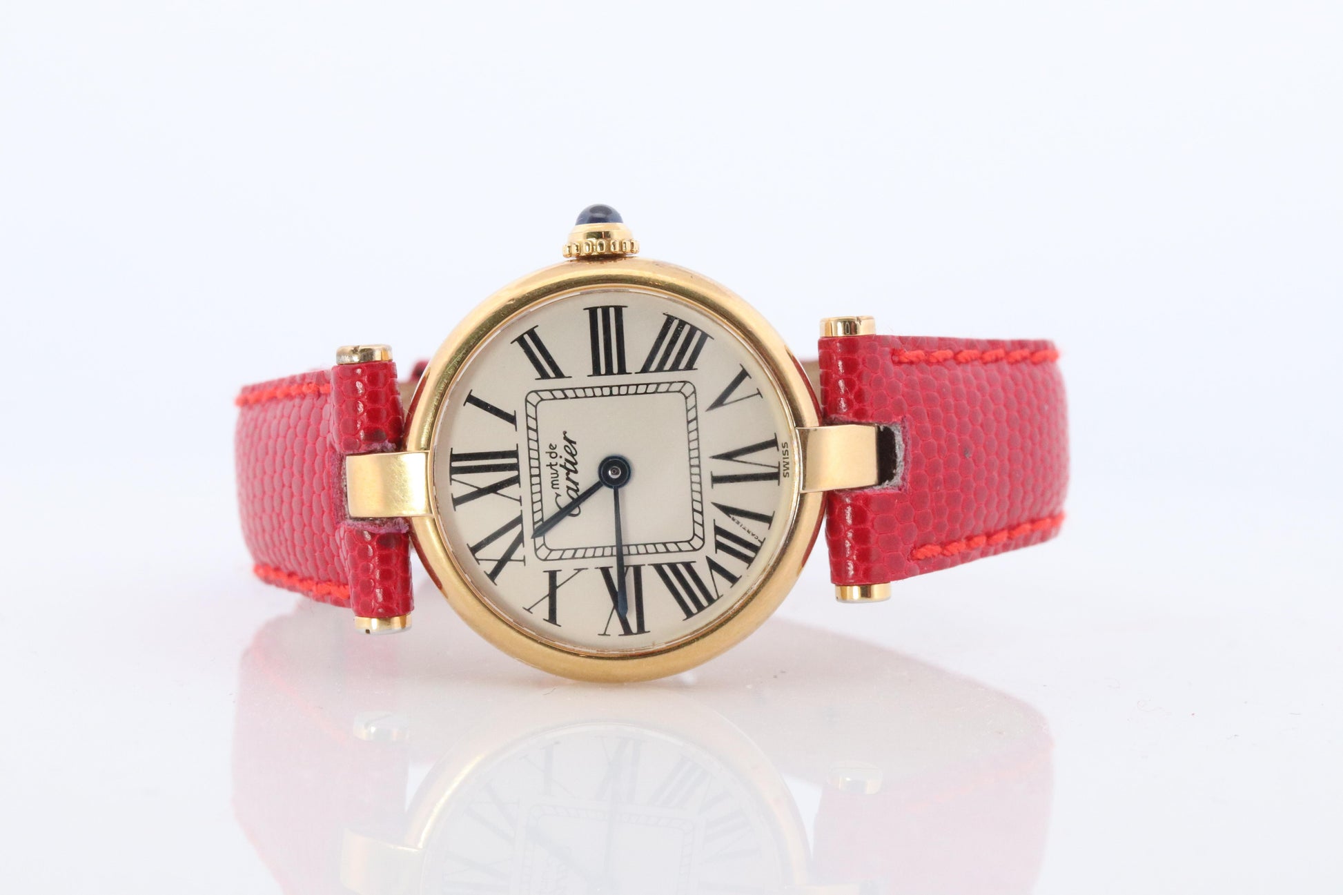 Genuine Cartier Watch. Must de Cartier Vendome Round Argent Vermeil White Face