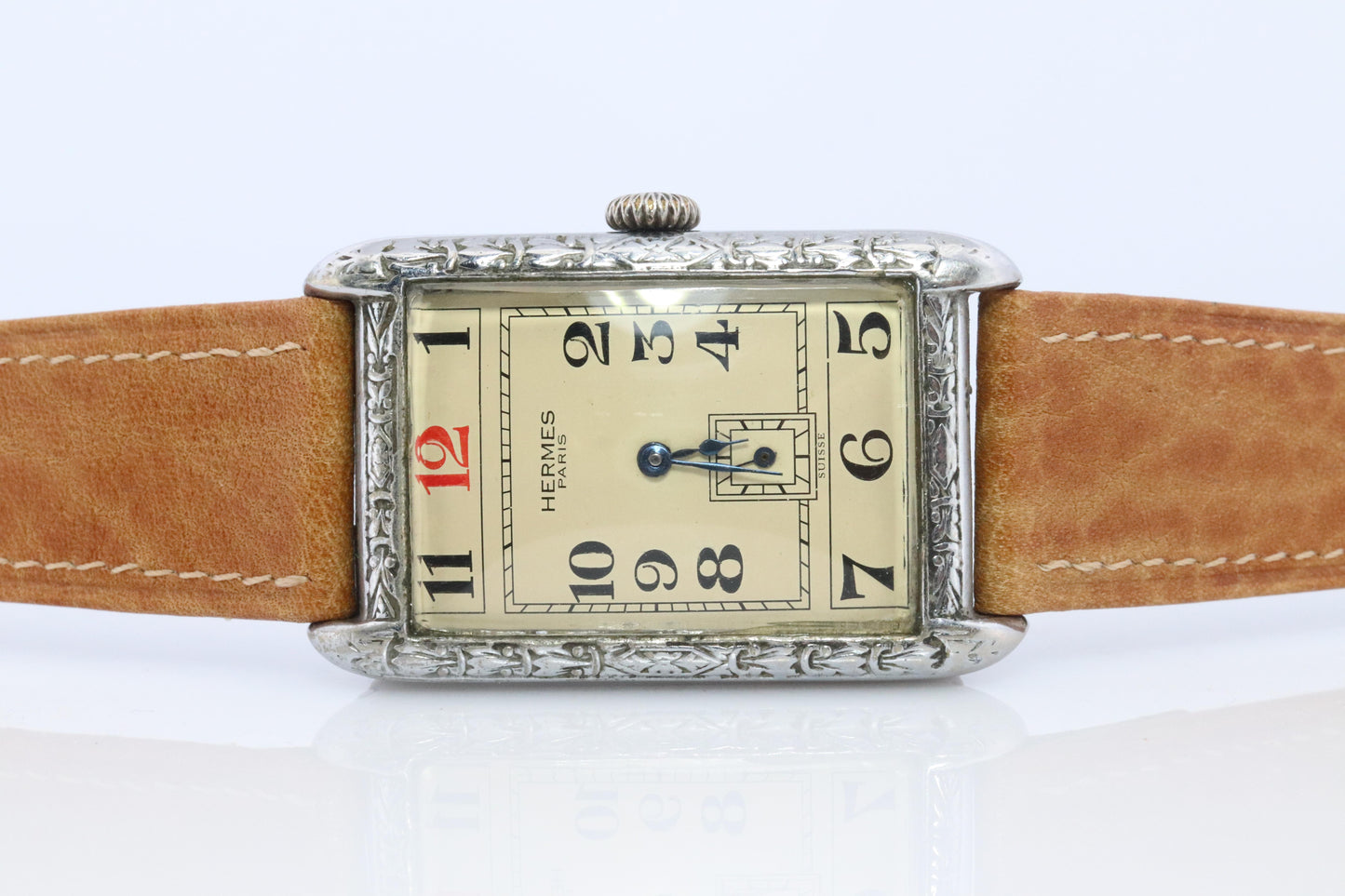 Antique HERMES Tank watch. Art Deco Genuine Hermes Manual wristwatch.