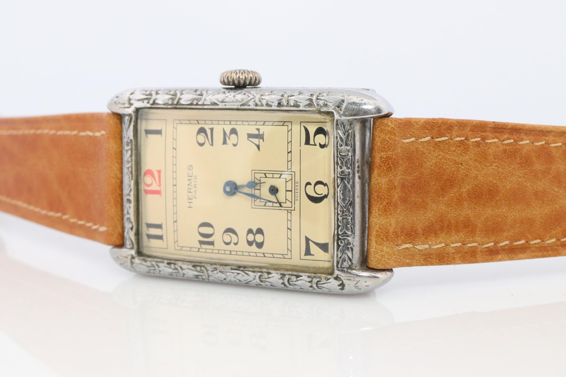 Antique HERMES Tank watch. Art Deco Genuine Hermes Manual wristwatch.
