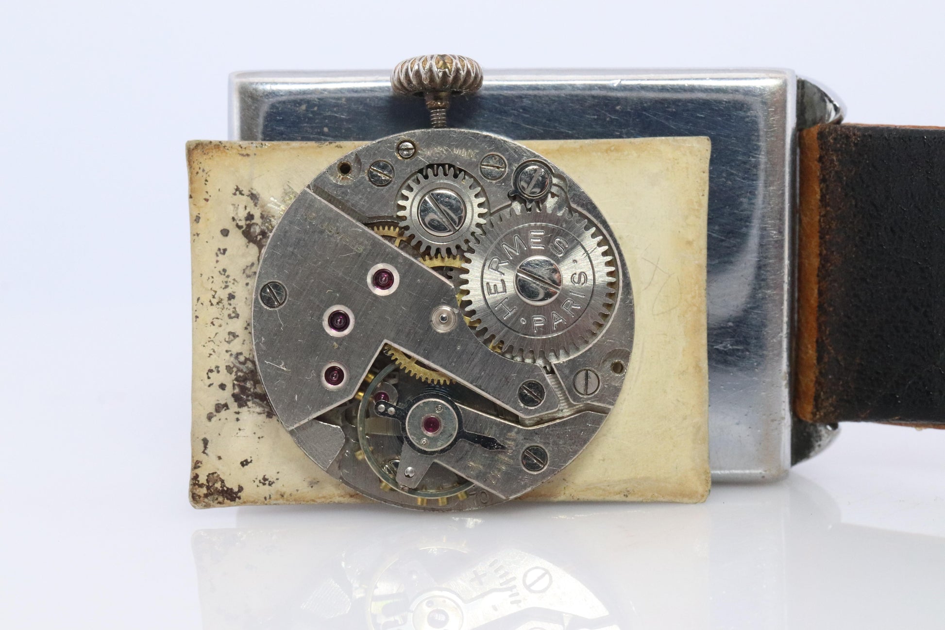 Antique HERMES Tank watch. Art Deco Genuine Hermes Manual wristwatch.