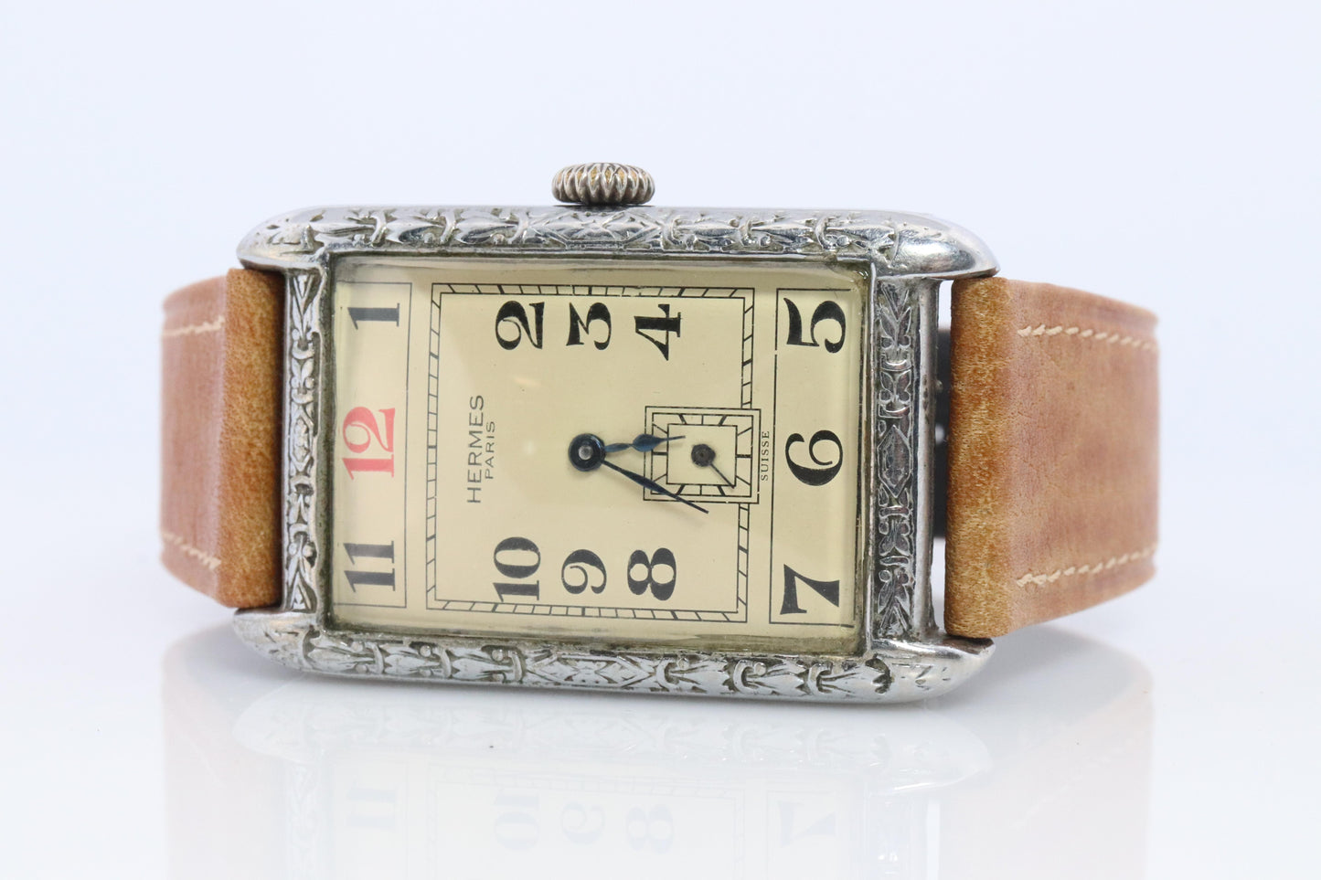Antique HERMES Tank watch. Art Deco Genuine Hermes Manual wristwatch.