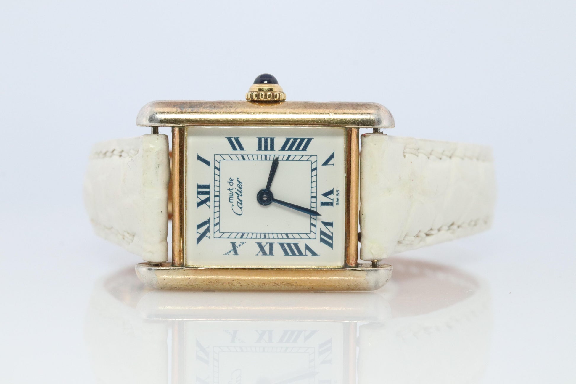 Vintage Must de Cartier Tank Gold Dial Watch. Vermeil ARGENT Small Tank