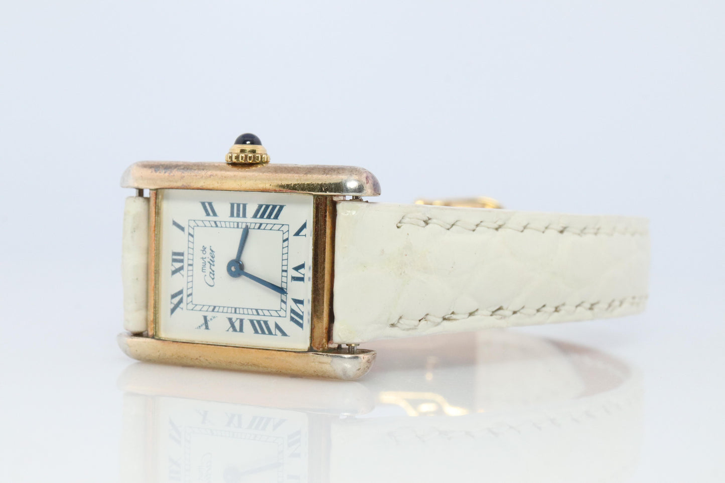 Vintage Must de Cartier Tank Gold Dial Watch. Vermeil ARGENT Small Tank