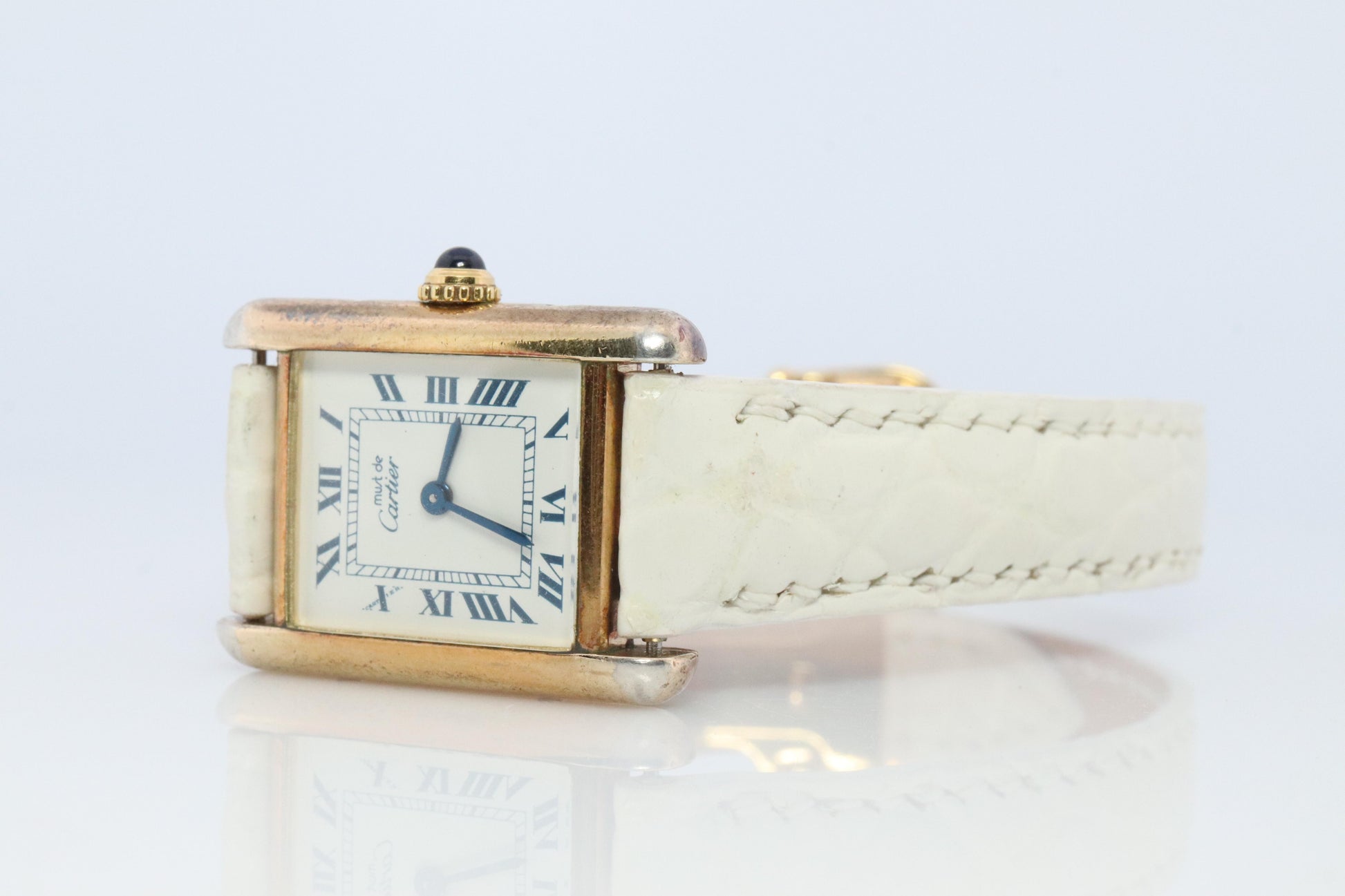 Vintage Must de Cartier Tank Gold Dial Watch. Vermeil ARGENT Small Tank